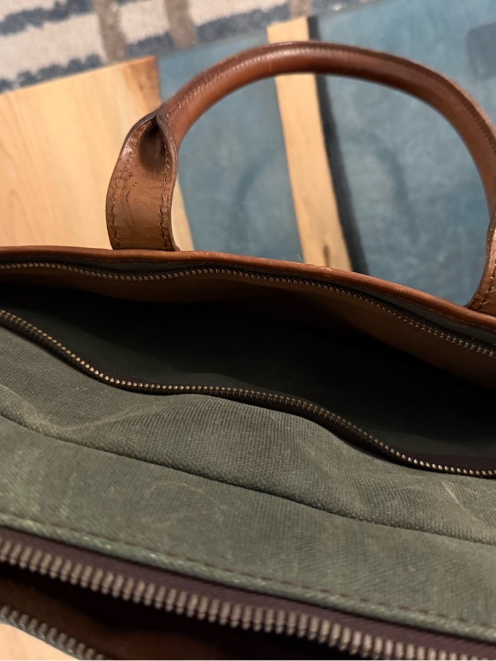 Satchel & Page Aviator Brief in Dark Green with Brown Trim - Picture 5 of 6